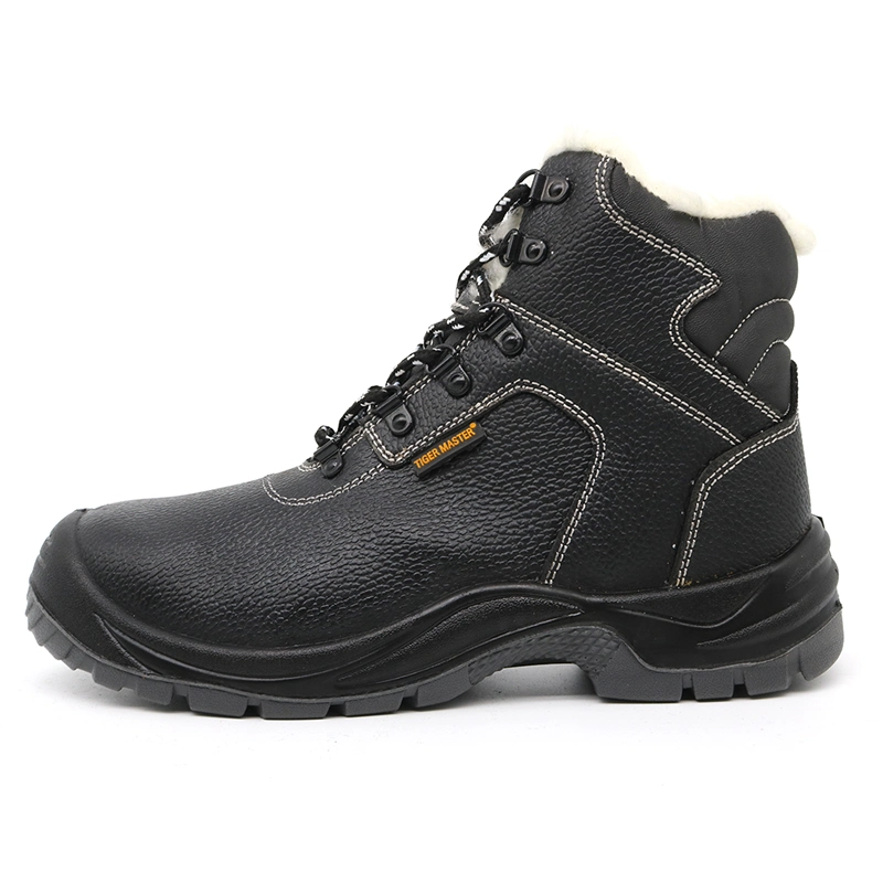 CE Anti Slip PU Sole Prevent Puncture Wool Lining Waterproof Steel Toe Safety Shoes for Winter