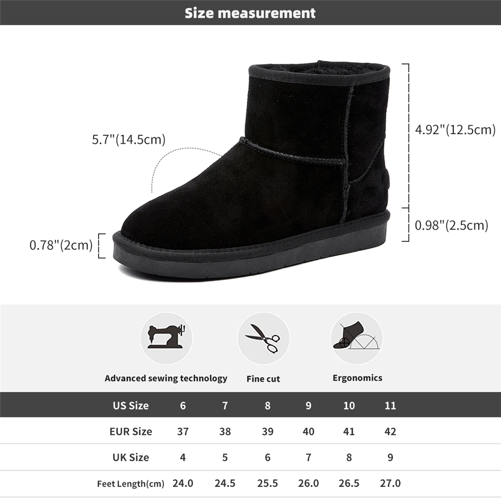 Wholesales Warm Snow OEM Custom Ankle Snow Leather Boots Furry Boots for Women Women′ S Fur Bootshot Sale Products