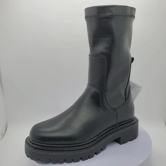 Botas femininas de tricô confortáveis ​​botas de injeção à prova d'água bota de chuva Chelsea PVC