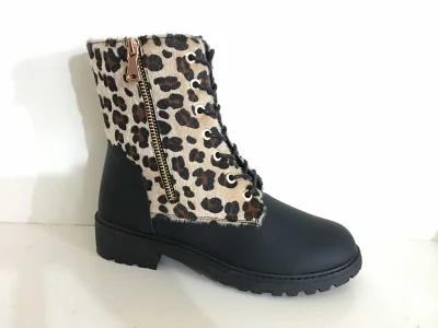 Leopardo com PU Fashipn Feminino Botas Injetoras PVC Sapatos Casuais Sapatos Femininos Botas Femininas