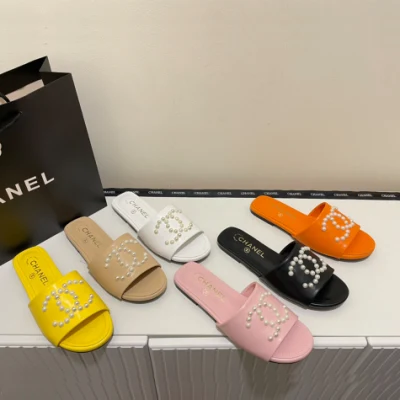 Sapatos rasos femininos de verão Pearl Slides chinelo sandália ao ar livre