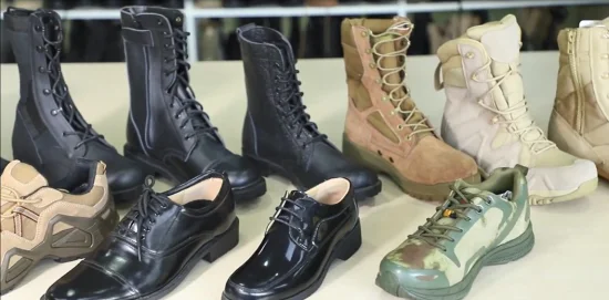 China Xinxing Preto Completo Couro de Vaca Borracha Injeção PU Sapatos Militares Militares Táticos Botas Masculinas