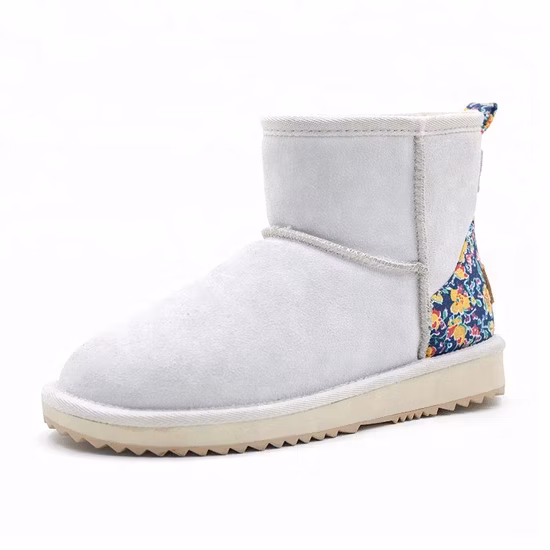 Botas femininas de inverno de couro de camurça de ovelha ao ar livre mocassim de design de couro