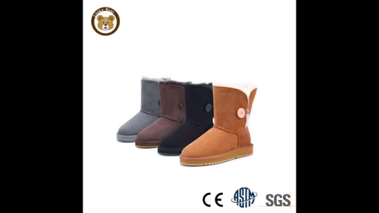 Botas de couro de pele de pele de ovelha de pele de carneiro com design personalizado para inverno sapatos femininos