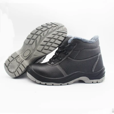 Sapatos de segurança quentes e de lã artificial Biqueiras de aço de segurança Sapatos de trabalho de segurança para construção